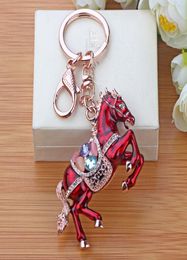 18K Rose Gold Plated The Zodiac Horse Car Keychains Crustification Gem Zircon Quartz MenWomen039s Birthday Gift Brand Keyrin1556072