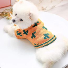 Dog Apparel Cactus Embroidery Clothes Teddy Winter Coat Puppy Warm Pullover Comfort Sweater Two Feet Pet Products