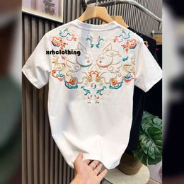 t shirt men Chaopai China-Chic ethnic style embroidery short sleeved t-shirt men's 2024 summer new loose half sleeve top bottoming shirt