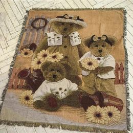 Blankets 3D Animal Blanket Sofa Cover Bear Knitted Fabric Bed Towel Full Covered Floor Mat Tapestry Room Decoration