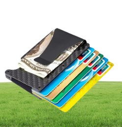 carbon fiber rfid anti thief credit card holder aluminium metal magic minimalist wallet men business ID bank cardholder case bag1284989