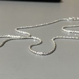 Slim S925 Silver Sparkling Glitter Clavicle Chain Necklace Chain Female Chain Necklace for Women Girl Italy Jewellery 45cm 288S