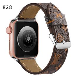 828DD Luxury Apple Watch Band 38 40 41 42 44 45 49 mm Flower Leather Watchs Strap Wristband For Iwatch 8 7 6 5 4 SE Designer Watchbands LX00510