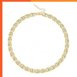 Crystal Zircon Link Chain Choker Necklace Fashion High Quality 18K Gold Plated Stainless Steel Jewellery P213192