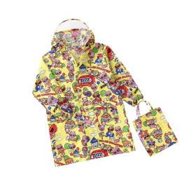 One-Piece Poncho with Hat and Brim Schoolbag, Student Raincoat, Boys and Girls Raincoat
