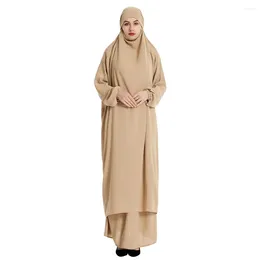 Ethnic Clothing Eid Ramadan Muslim Set Two Piece Prayer Garment Nida Abaya Dress Women Robe Long Khimar Kaftan Niqab Islam Dubai Clothes