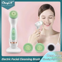 Face Care Devices CkeyiN 3-in-1 Electric Facial Cleaning Brush Silicone Rotating Facial Brush Deep Cleaning Skin Peeling Cleaning Machine for Removing 50 G240529