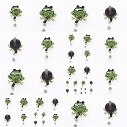 Key Rings 10Pcs/Lot Sparkly Rhinestone Nurse Medical Doctor Animal Frog Shape Retractable Badge Holder Clip Name Reel For Student Staf Otrnq