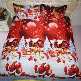 Bedding Sets Thumbedding Santa Claus Set Single Classic Red High End Duvet Cover Christmas King Queen Twin Full Double Bed