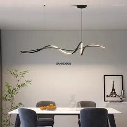 Chandeliers Minimalism Led Pendant Lamp For Living Dining Room Kitchen Desks Black Chandelier House Decor Light Fixture