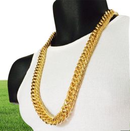 Fine Mens Miami Cuban Link Curb 14k Real Yellow Solid Gold GF Hip Hop 11MM Thick Chain JayZ Epacke2081920