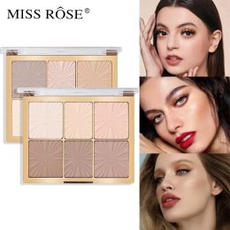 Miss Rose 6 Colors Pure Color Envy Eyeshadow & Blush Highlight Makeup Highlighter Stereo Finish All-in-One Make Up Palette