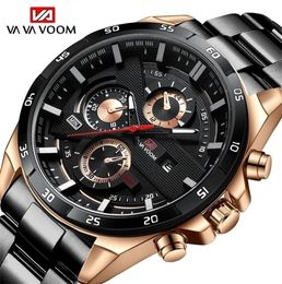 Fashion Design Mens Watches Top Branded Casual Sports Black Surface Stainless Steel Waterproof Quartz Calendar Watches 2205215584511
