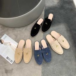 Sandals Original handmade LP womens blue Sude wool knitted summer walking fashion casual street comfortable slim flat shoes T240530