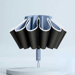 Umbrellas Fully automatic reverse folding umbrella with wind resistant reflective strip UV H240531 KY9W