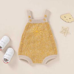 Rompers Baby Bodysuit Cotton Knitted Infant Girl Jumpsuit Fashion Solid Cute Sun Clothes Newborn Overalls Sleeveless 0-18M Romper Summer Y240530TOC2