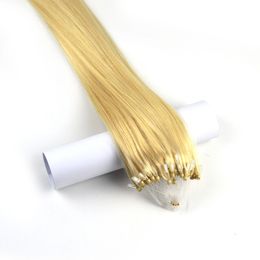 Micro Loop Hair Extensions Straight Microlink Hair Extensions 100g/pack 613 color Human Hair 14-24Inches