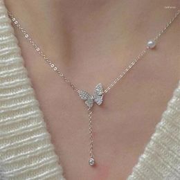 Chains Fashion Butterfly Necklace For Women Female Fine Jewelry Zircon Clavicle Chain Creative Simple Cute Pendant Wholesale