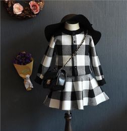 Kids Designer Clothes Plaid Girls Cardigan Skirts 2pcs Sets Long Sleeve Children Outfits Casual Suits Boutique Kids Clothing DW4841858096