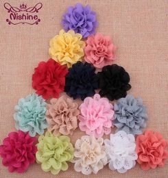 Nishine 3quot Chic Flatback Chiffon Mesh Flower Handmade Fabric Hair Flower DIY Headband Girls Hair Accessories7226431