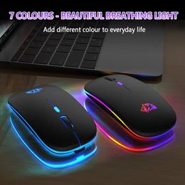 Wireless Mouse Bluetooth and 2.4GHz Dual Modes Rechargeable RGB Ergonomic Silent Click for PC iPad Laptop Cell Phone useful wireless mouse