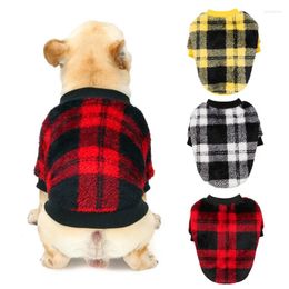 Dog Apparel Fleece Sweaters For Small Cat Winter Clothes Soft Pet Plaid Sweatshirt Jacket Pullover Puppy Kitten Warm Coat Outfit