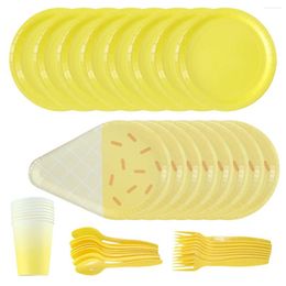 Disposable Dinnerware Ice Cream Paper Cutlery Party Tablecloth Tray Supplies Plastic Baby Waterproof