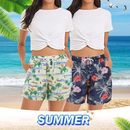 Women's Shorts Coconut Tree Printed Board Swim Trunks Pocket Summer Comfort Breathable Short Hawaiian Style Holiday Beach