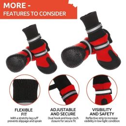Snow Outdoor Dog Protector Pet Waterproof Shoes Socks Booties Reflective Boots Anti-slip Puppy 4pcs Winter Paw