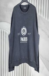 PARIS COLLEGE OVERSIZED EST 1917 Letter Printed Sweatshirts Women Men Washed Black Cotton Hoodies Fashion Hip Hop Highstreet FZWY02479601