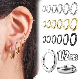 820mm Simple Stainless Steel Small Hoop Earrings for Women Men Minimal Gold Silver Black Colour Huggie Hoops Jewellery Accessories 240531