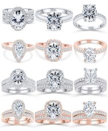 925 Sterling Silver Wedding Ring Sets Cubic Zirconia Rings Women Engagement Wedding Rings Jewellry8876814