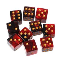 Dice Games 10Pcs 12/15/16mm Multicolor Acrylic Six Sided Dice Transparent Cube Dice Beads Six Sides Portable Table Games Toy Dice Bags s2452318