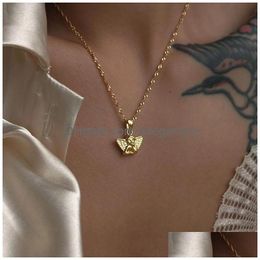 Pendant Necklaces New Summer Ins Necklace 18K Gold Plated Tarnish Stainless Steel Cupid Angel Pendant Waterproof Jewelry For Women Dro Dhhti