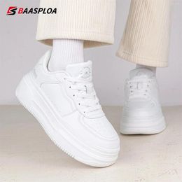 Walking Shoes Baasploa Women Platform Sneakers Fashion Leather Casual Thick Soled For Comfort White Skateboarding Non-Slip