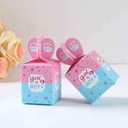24PCS Gender Reveal Boy or Girl Candy Box Packaging Baby Shower Baptism Gift For Guest Kids Birthday Party Favors Decor Supplies