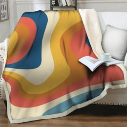 Blankets Colourful Geometric 3D Printed Blanket Plush Sherpa Flannel Throw For Beds Couch Sofa Bedroom Home Decor Quilt Nap Cover