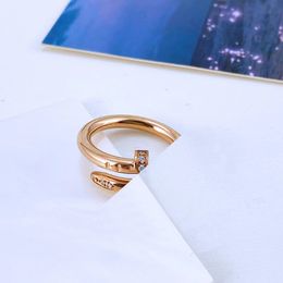 fashion ring designer Nail ring Top quality diamond ring Suitable for ladies and men 18K Gold Plated Classic high quality rose gold designer Jewellery ring Never fade