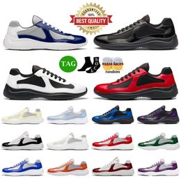 2024 Newest high quality Sneakers Americas Cup for Mens Designer Casual Shoes sports running Low Top black white blue red Men Rubber Sole Patent Leather flat Trainer