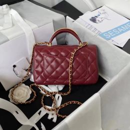 Bags Quality Ladies crossbody Bag Designer Luxury Metal Handle Mini Handbag Classic Fashion Sheepskin Name Brand Flip Bag