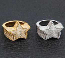 Men039s Fashion Copper Gold Colour Plated Ring Exaggerate High Quality Iced Out Cz Stone Star Shape Ring Jewelry3832729