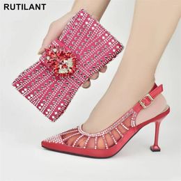 Dress Shoes Latest And Bag Set Decorated With Rhinestone For Party Wedding Women Bride High Heels Sexy Ladies