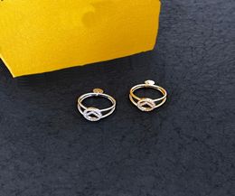 Fashion Luxury Band Women Diamonds Rings Lady Brass Engraved F Letter 18K Gold Ring Jewelry Gifts FRN1 036775009