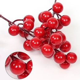 10PCS Christmas Berries Pine Branches Artificial Red Berry Wreath Christmas Tree Decorations For Home Xmas Party Table Ornaments