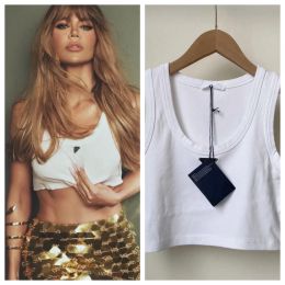 T-Shirt Women's Crop Top: 2024 Summer Short White Black TShirt, Slim Navel Exposed, Stretchy Sports Tank with Metal Badge