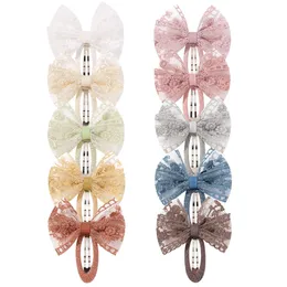 Baby Girls Barrettes Lace Bow Hairpins Infant Children Sweet Ribbon Safety Simple Cute water-drop BB Bowknot Clip Kids Hair Accessories YL3677