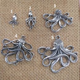 Fashion Antique silver Deluxe Octopus Charm Collection Necklace pendant 18mmx33mm for Bracelets Earring DIY Charm 40pieces lot 188Z