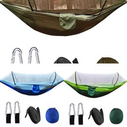 Hammocks Mosquito net hammock outdoor camping pole with automatic quick opening anti rolling nylon H240530 2XPZ