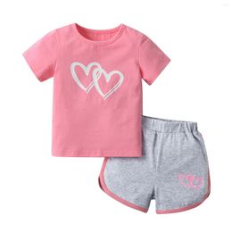 Clothing Sets Toddler Kids Girl Leisure Sport Suit For 1 2 3 4 5 Y Printed Thin Cotton T-shirt And Shorts Two-piece Children