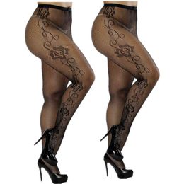 Socks & Hosiery 2 Pairs/Lot Plus Size Bodystocking Y Lingerie Women Erotic Body Stockings Large Sizes Fishnet Pantyhose Drop Delivery Dhn5H